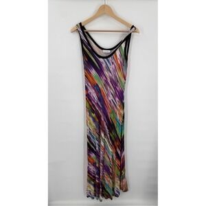 Calvin Klein Maxi Dress Womens S Comfy Relaxed Stretchy Casual Beach Rainbow